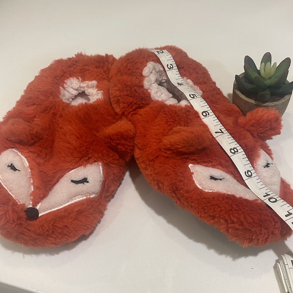 FOXY Furry Women’s Rust&Off White Colored Cozy Slippers With Ears & Face, Sz 7.5